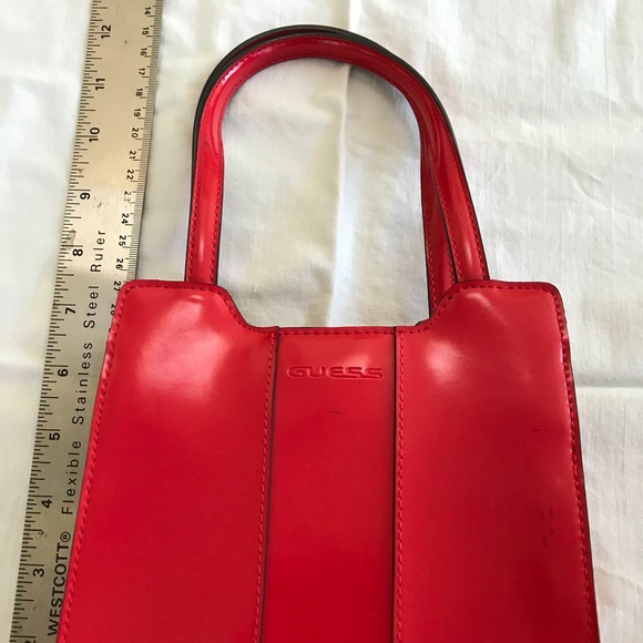 Red leather handbag by GUESS - Picture 2 of 8